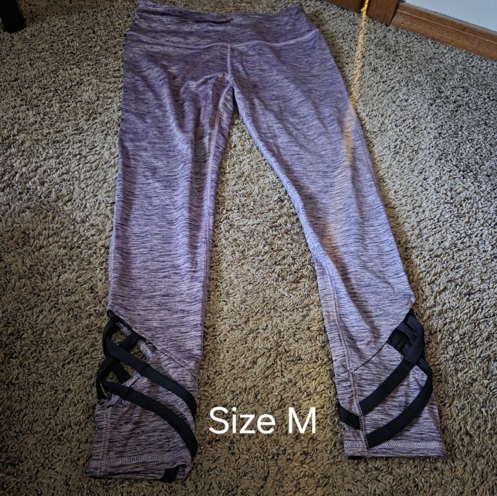 Purple Leggings with Black Straps